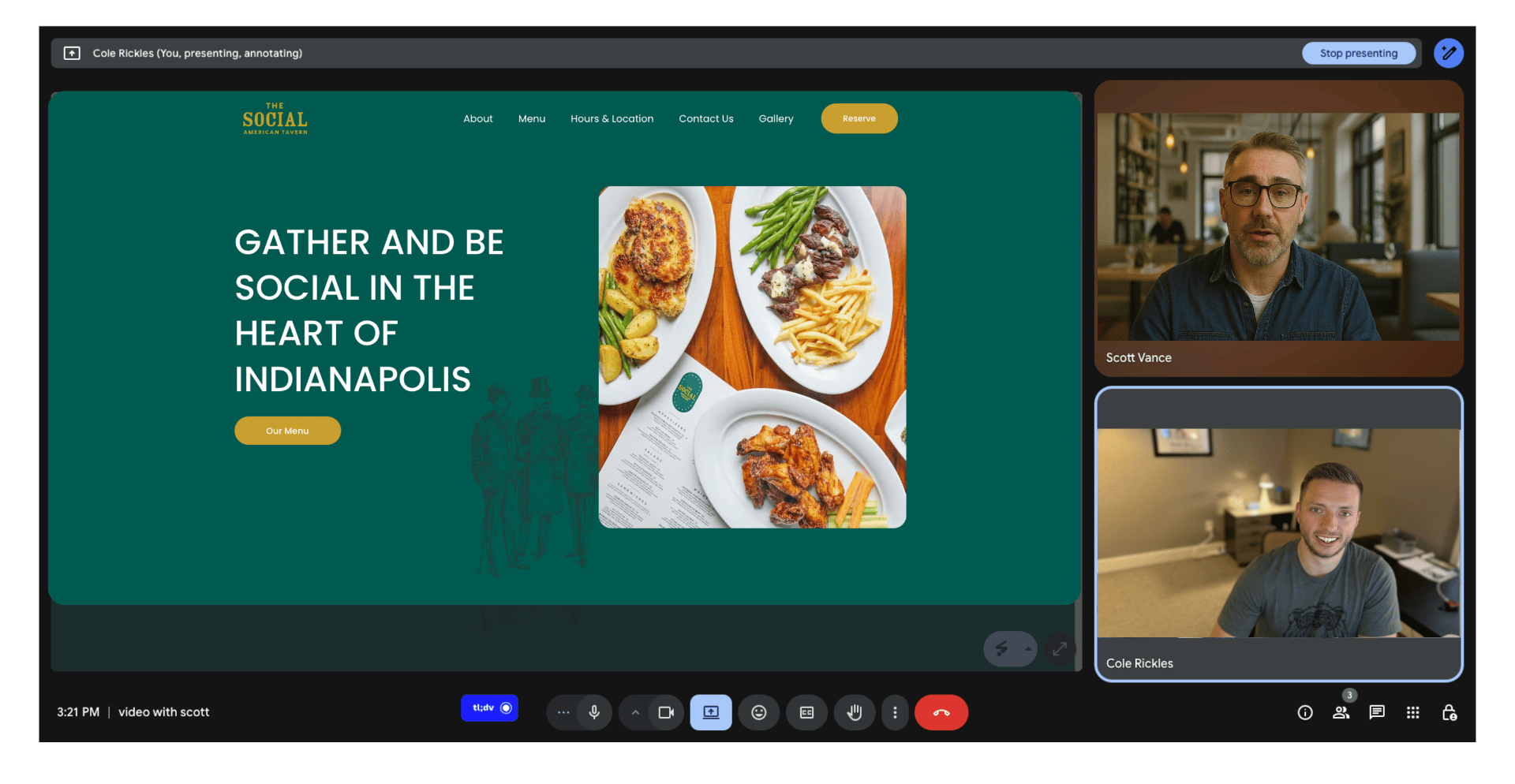 Checkle team building a custom restaurant website on a video call