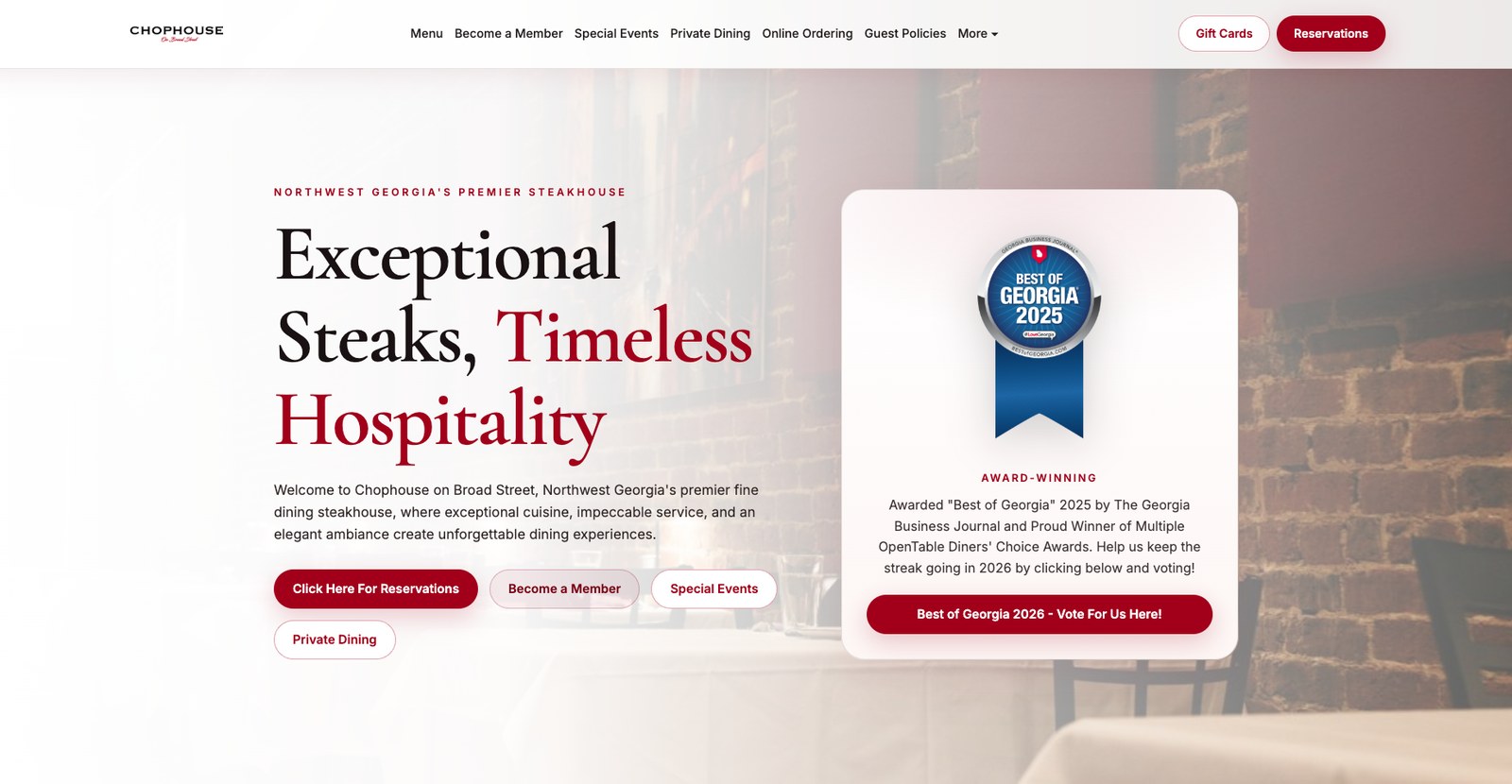 Chophouse on Broad Street website